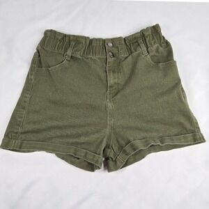 Love Tree Women's Olive Green High Waist Paper Bag Shorts‎ Size M Boho Chic